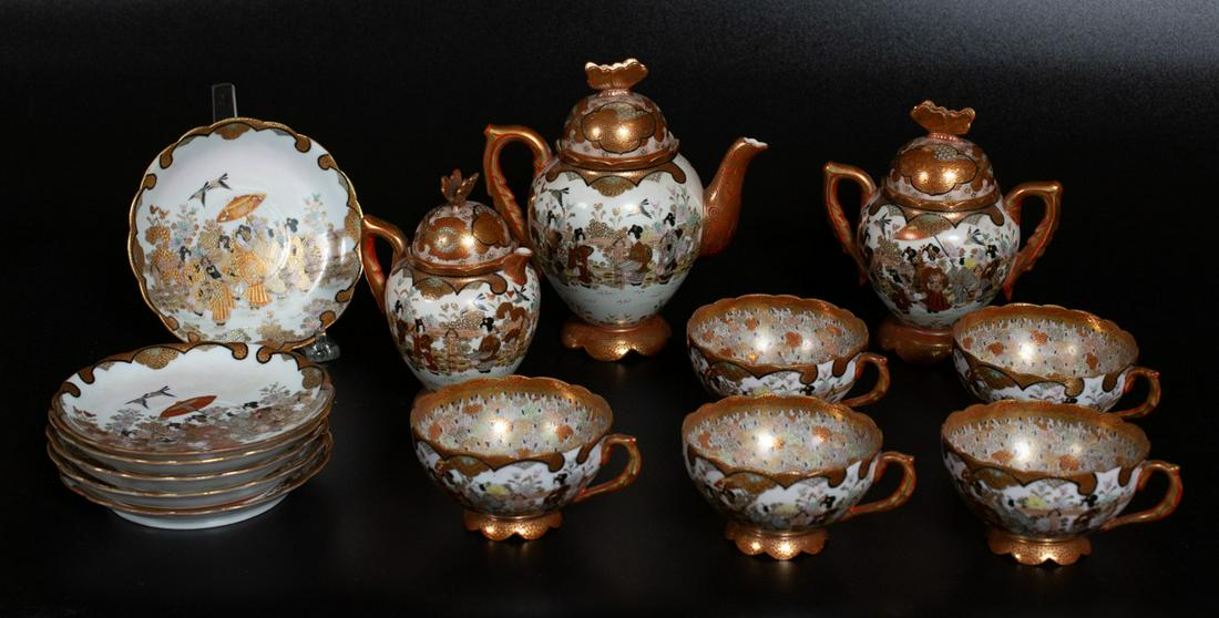 (19th c) JAPANESE KUTANI PORCELAIN TEASET (1 of 17)