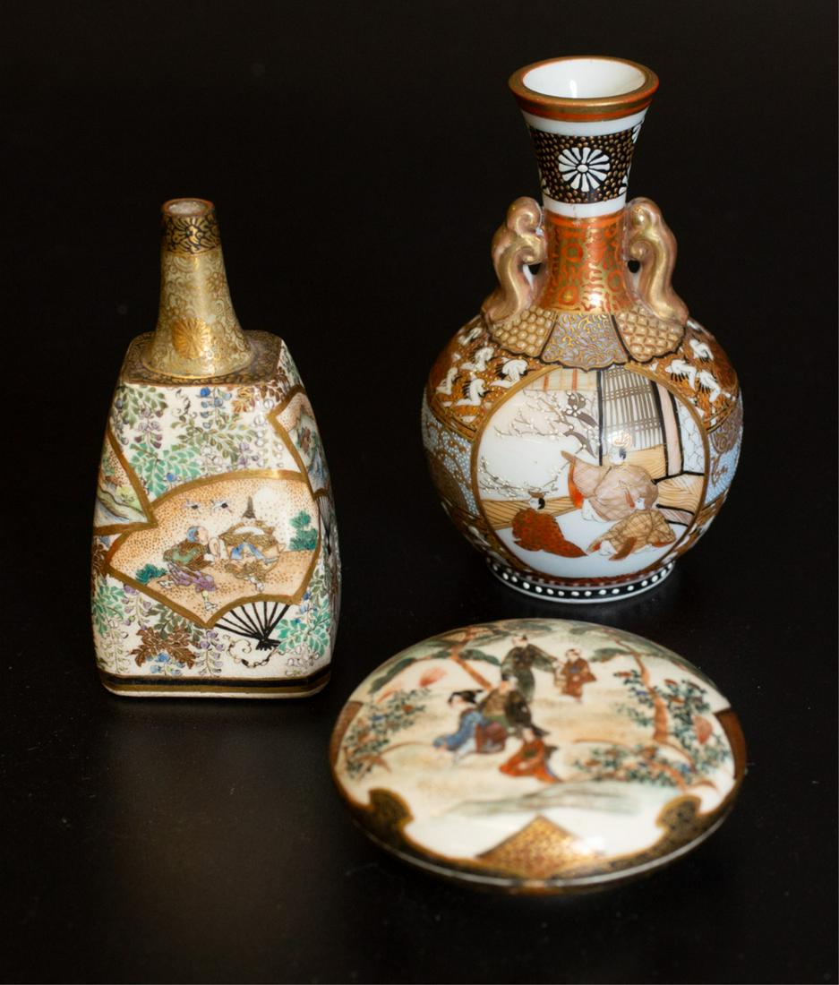 THREE (19th c) JAPANESE SATSUMA WARES (1 of 10)