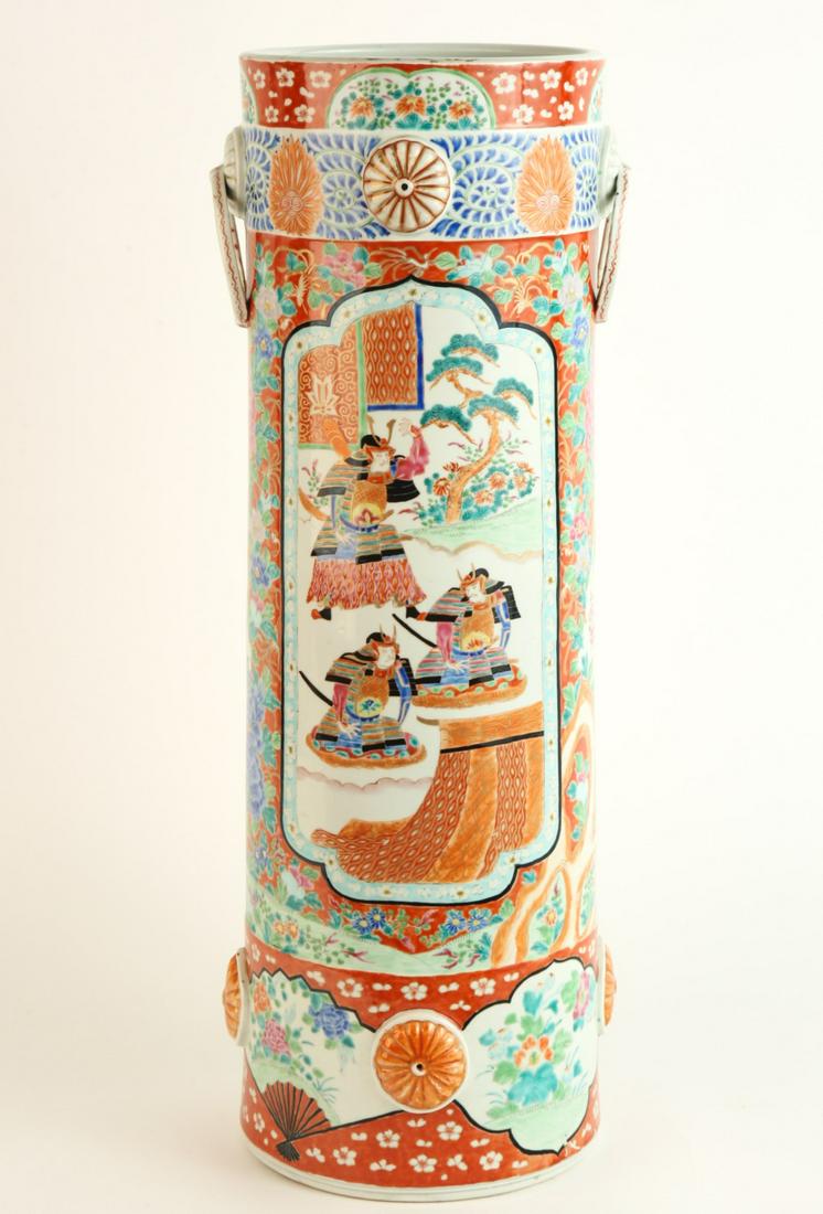 JAPANESE PORCELAIN UMBRELLA STAND / SIGNED (1 of 15)