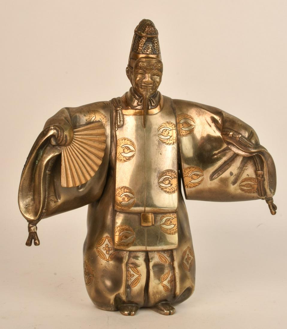 (19th c) JAPANESE MIXED METAL KABUKI FIGURINE (1 of 13)