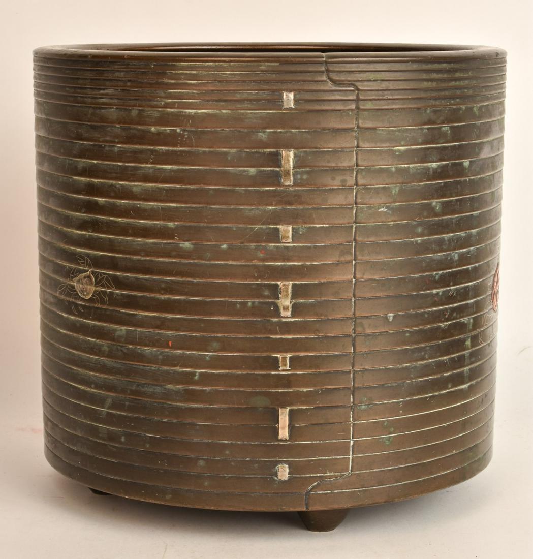 (19th c) SIGNED JAPANESE  MIXED METAL JARDINIERE (1 of 11)