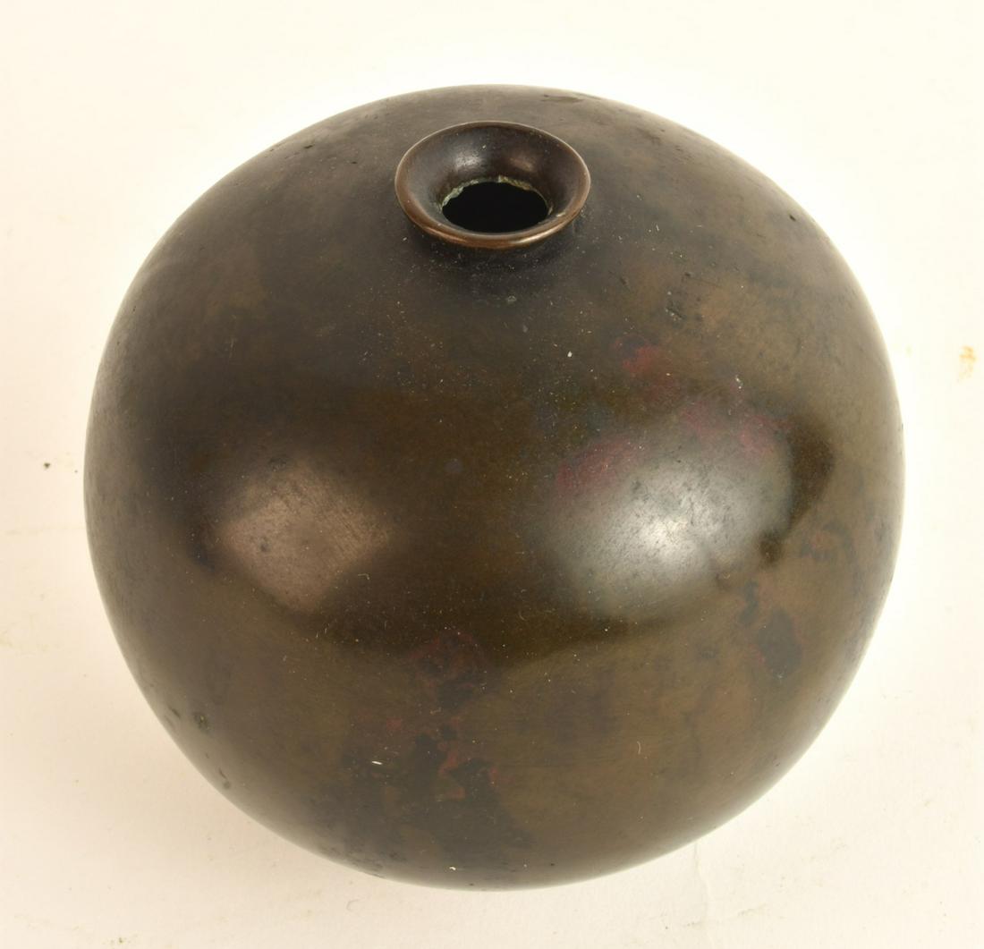 (19th c) JAPANESE BULBOUS BRONZE VASE (1 of 5)
