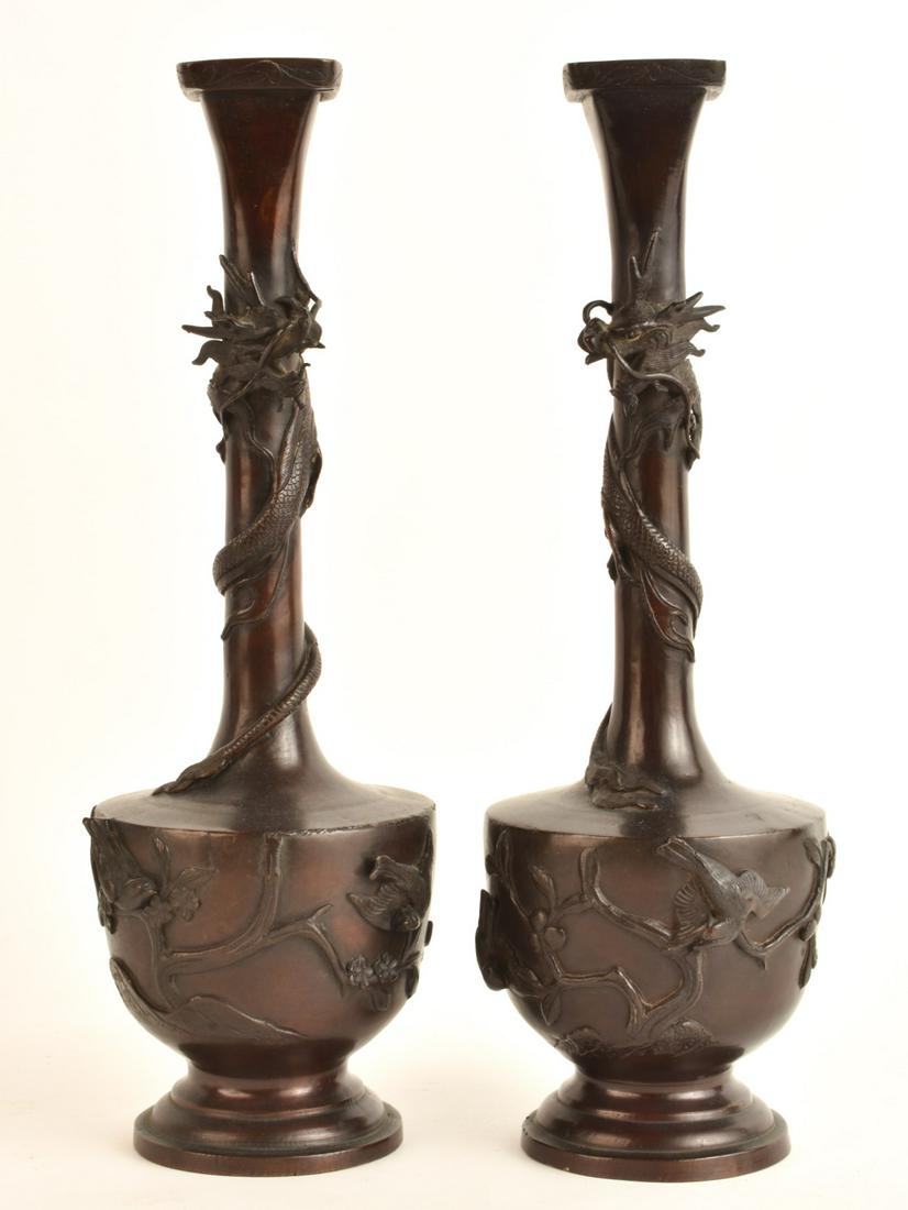 PAIR OF (19th c) JAPANESE BRONZE VASES (1 of 13)