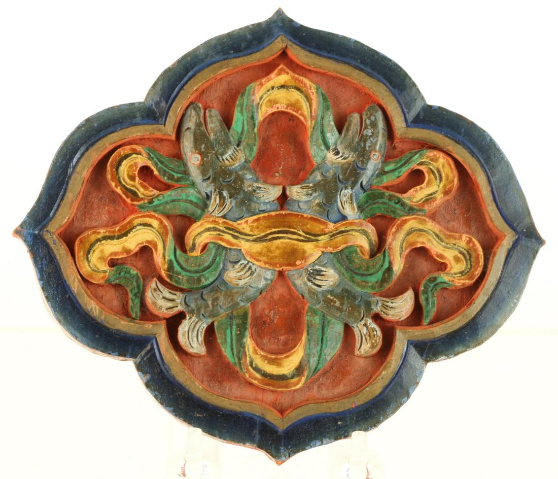 SOUTHEAST ASIAN CARVED and PAINTED PLAQUE (1 of 11)