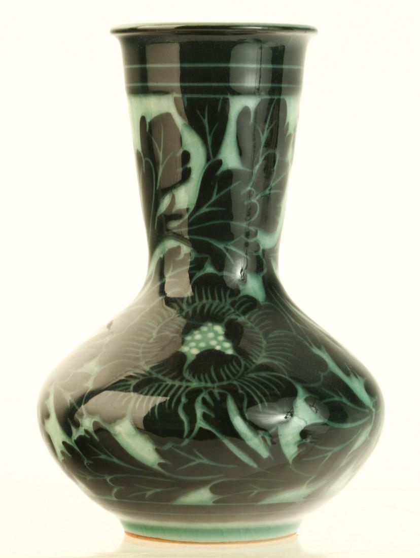 CHINESE CELEDON VASE with FLORAL MOTIF SIGNED (1 of 11)