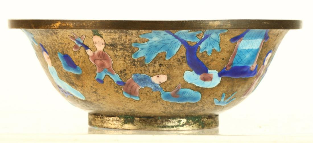 ASIAN ENAMELED BRONZE BOWL (1 of 6)