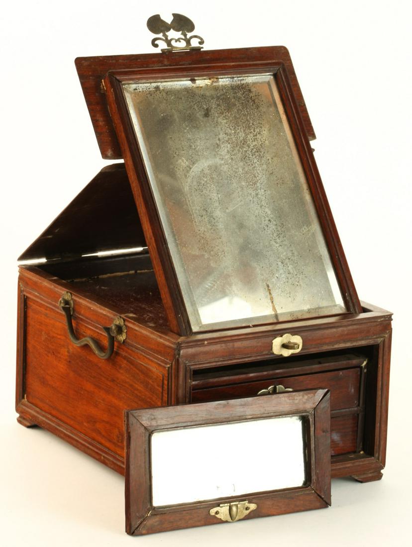 CHINESE BRASS BOUND DRESSING BOX with MIRRORS (1 of 11)