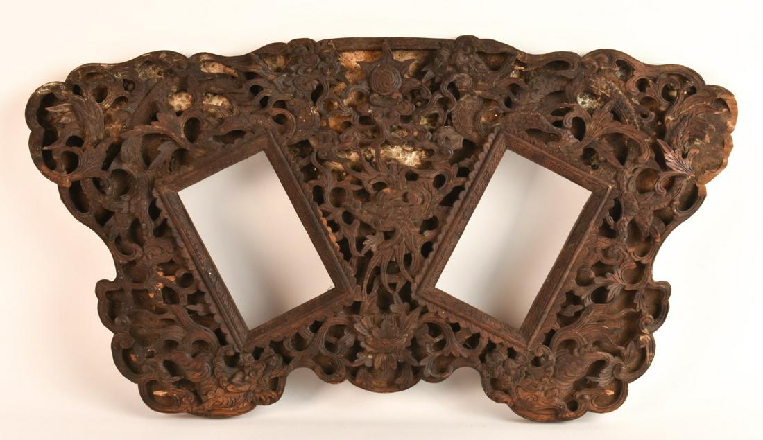 (Mid 19th c) DEEPLY CARVED CHINESE DOUBLE FRAME (1 of 14)