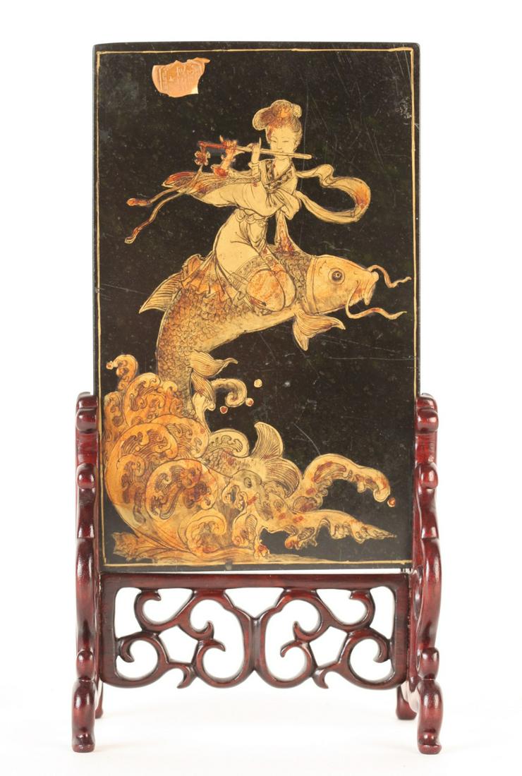 CHINESE SPINACH JADE SIGNED PANEL (1 of 17)