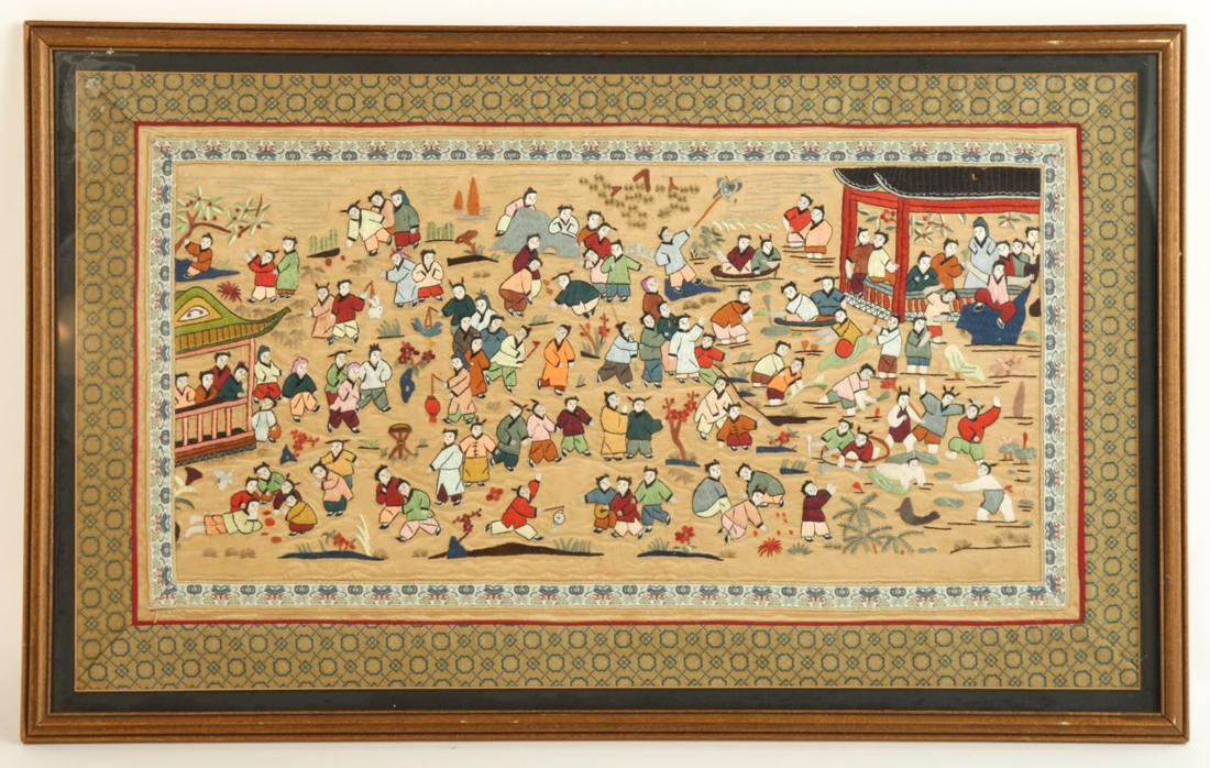(19th c) CHINESE SILK EMBROIDERY (1 of 10)