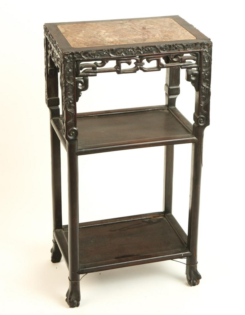 (19th c) CHINESE PLANT STAND with MARBLE TOP (1 of 20)