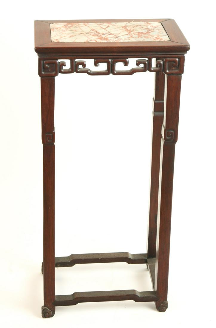 (19th c) CHINESE PLANT STAND with MARBLE TOP (1 of 12)