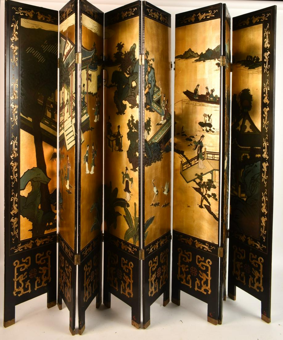(Mid-20th c) EIGHT-PANEL CHINESE COROMANDEL SCREEN (1 of 20)