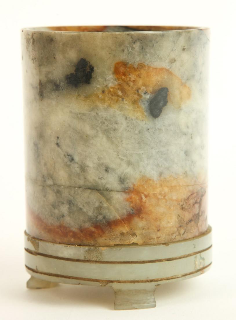 (19th c) CHINESE HARDSTONE BRUSHPOT (1 of 5)