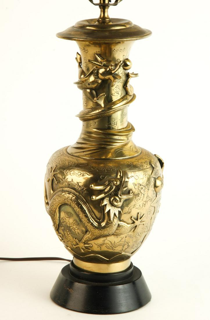(Late 20th c) CHINESE BRONZE TABLE LAMP (1 of 9)