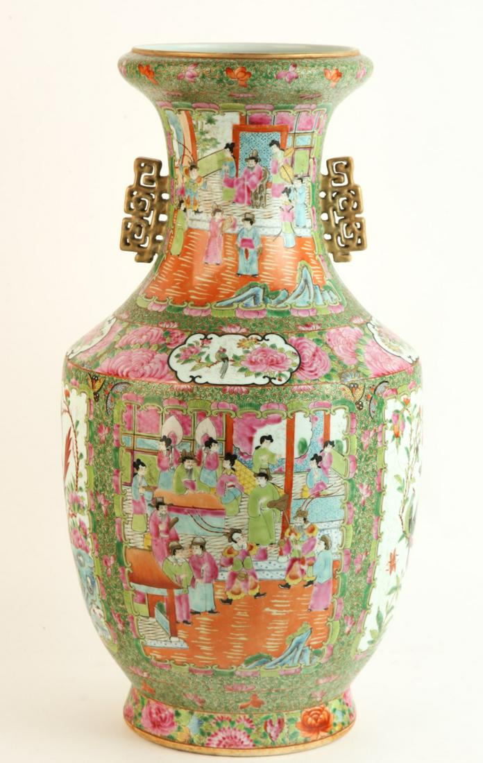 LARGE (19th c) ROSE MEDALLION VASE (1 of 20)