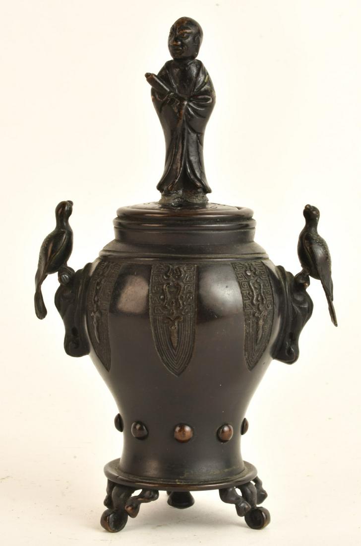 (19th c) CHINESE FIGURAL BRONZE CENSER (1 of 11)