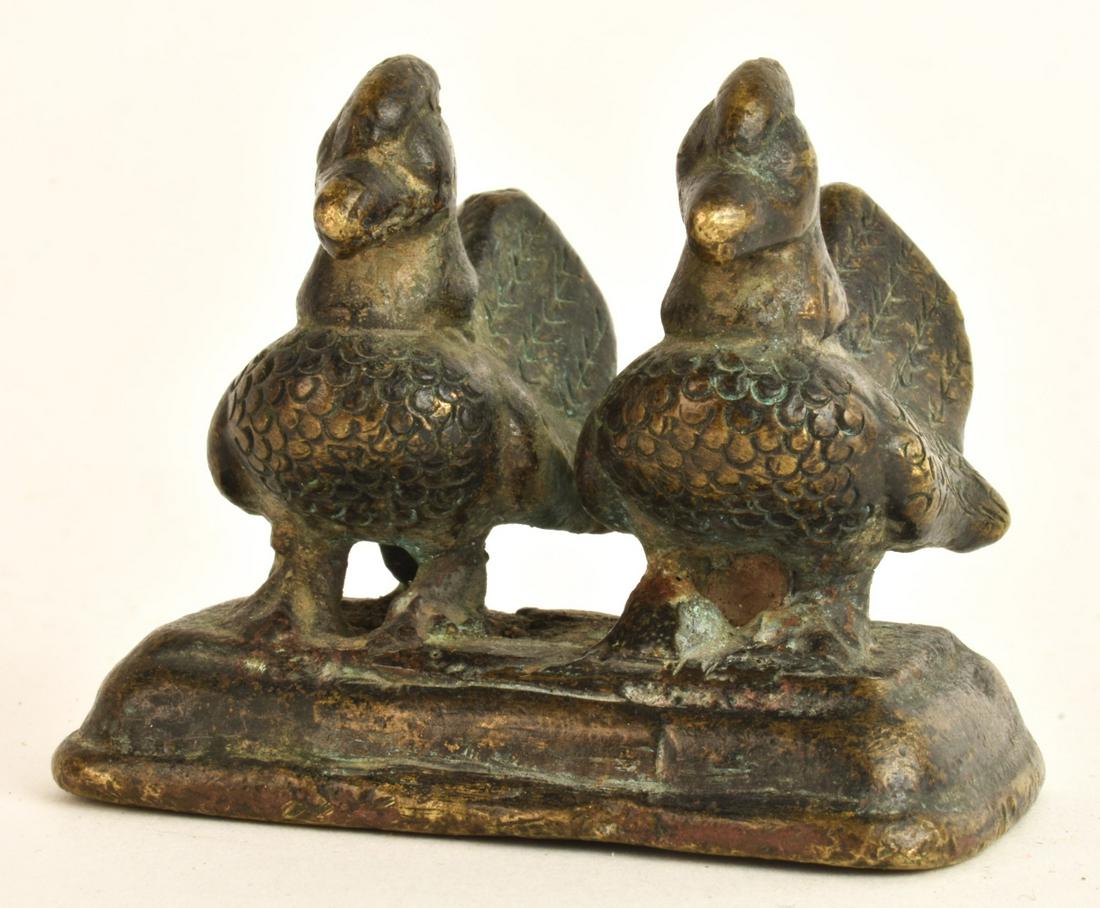 (19th c) CHINESE BRONZE YUAN YANG "LOVE BIRDS" (1 of 13)