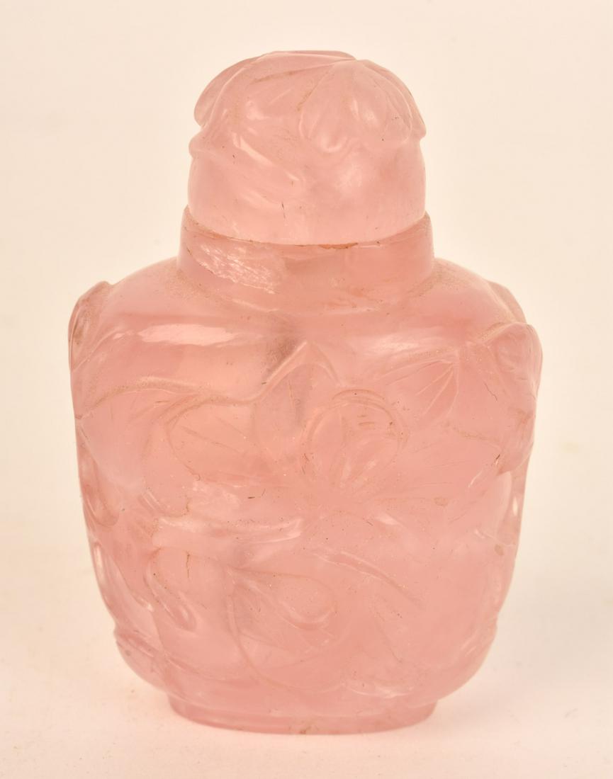 (19th c) CHINESE PINK QUARTZ SNUFF BOTTLE (1 of 7)