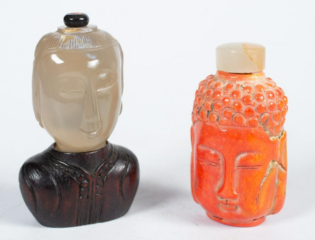 TWO (20th c) FIGURAL CHINESE SNUFF BOTTLES (1 of 7)