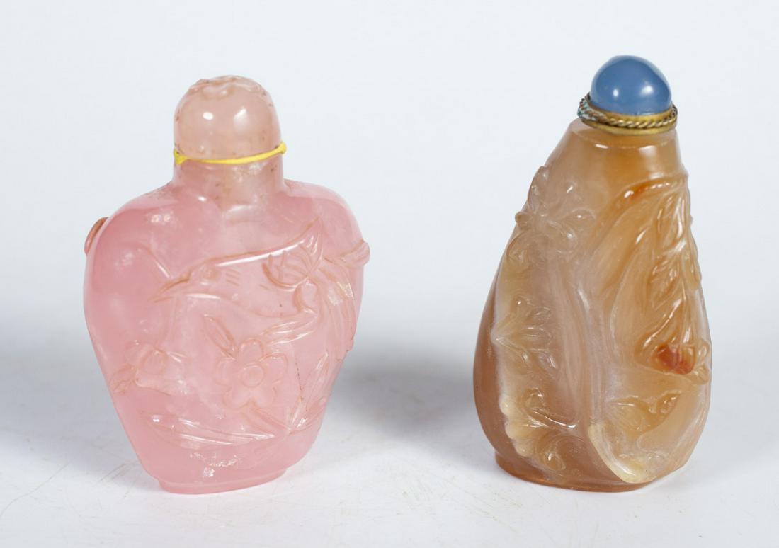 (2) (20th c)  CHINESE CARVED QUARTZ SNUFF BOTTLES (1 of 10)