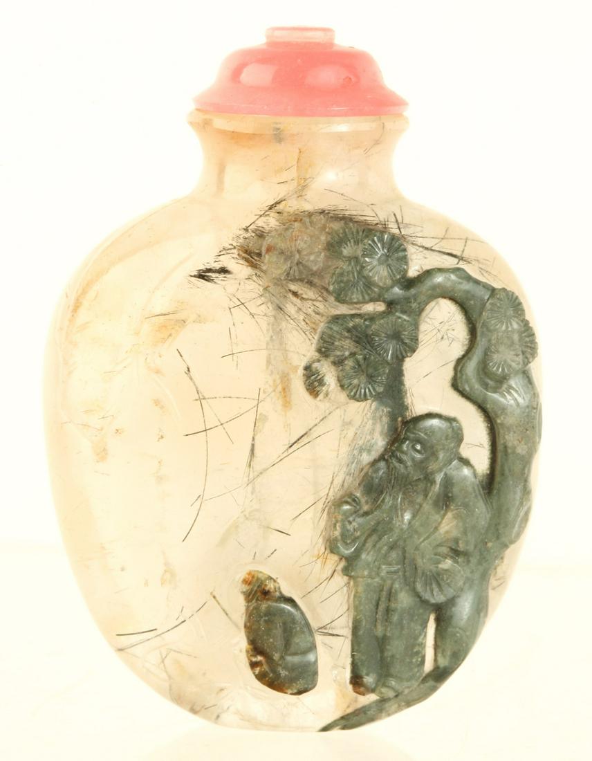 CHINESE CARVED HARDSTONE SNUFF BOTTLE (1 of 10)