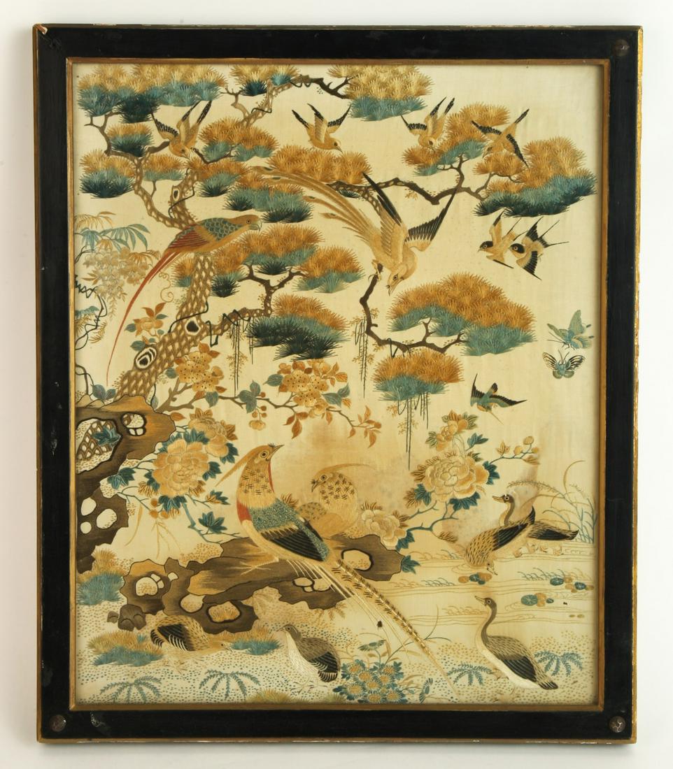 (19th c) CHINESE SILK EMBROIDERY (1 of 13)