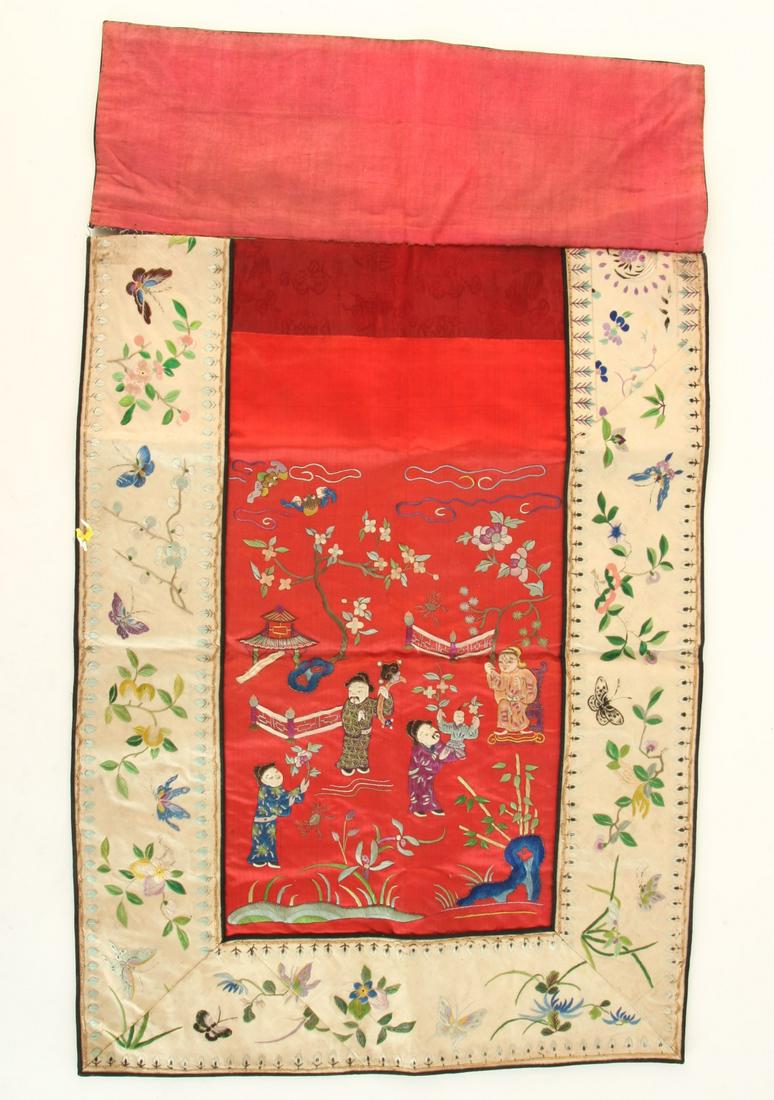 (19th c) CHINESE SILK EMBROIDERY (1 of 9)
