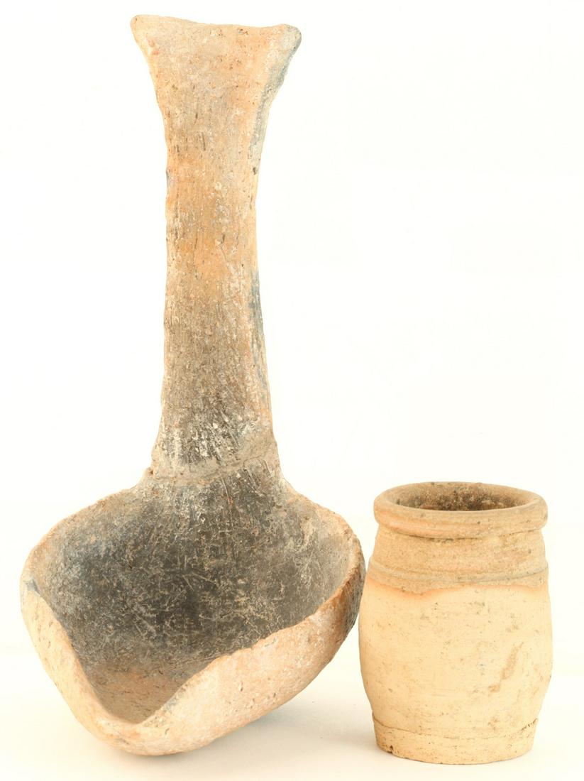 ARCHAIC CHINESE EARTHENWARE LAMP and VESSEL (1 of 9)