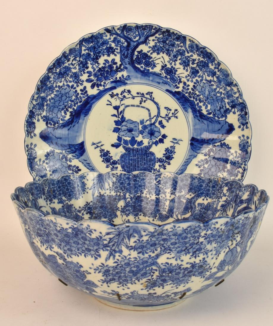 JAPANESE C1900 to 1920 PORCELAIN PUNCH BOWL & CHARGER (1 of 20)