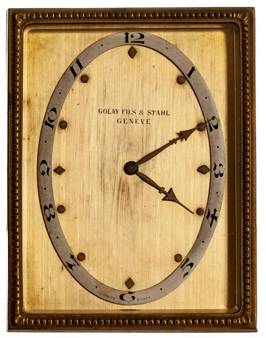 GOLAY FILS & STAHL (8) DAY TRAVEL CLOCK: 4 x 3 inches
