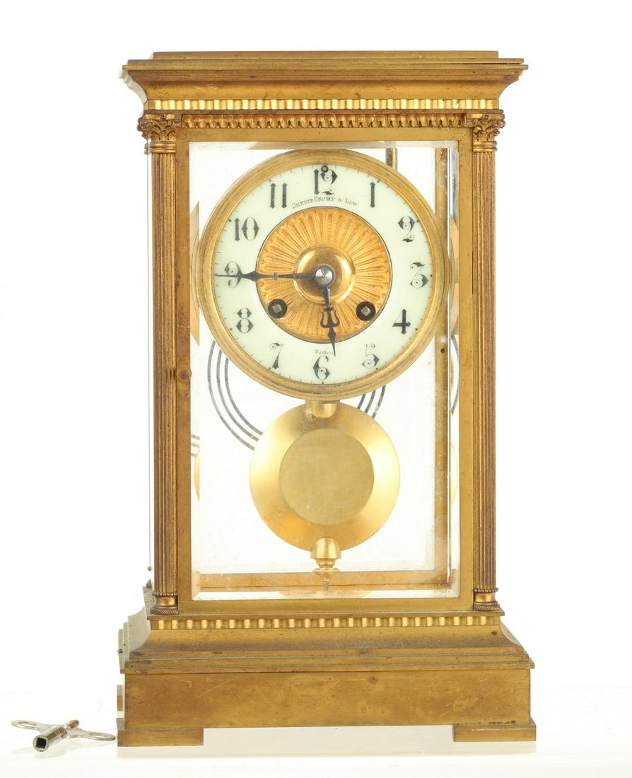 JAPES FRERES BRASS and GLASS MANTEL CLOCK (1 of 13)