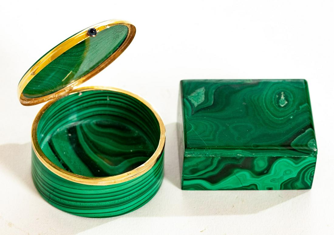 (2) MALACHITE PILL BOXES (1 of 6)