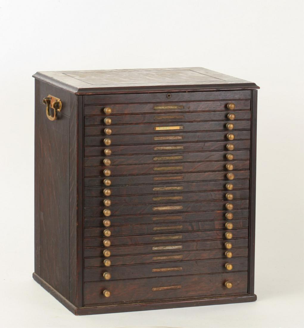 ANTIQUE OAK ARCHIVAL COIN/MEDALS CABINET c1900 (1 of 10)