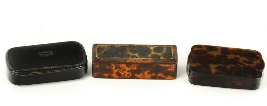 (2) FAUX TORTOISESHELL SNUFF BOXES & A THIRD (1 of 9)