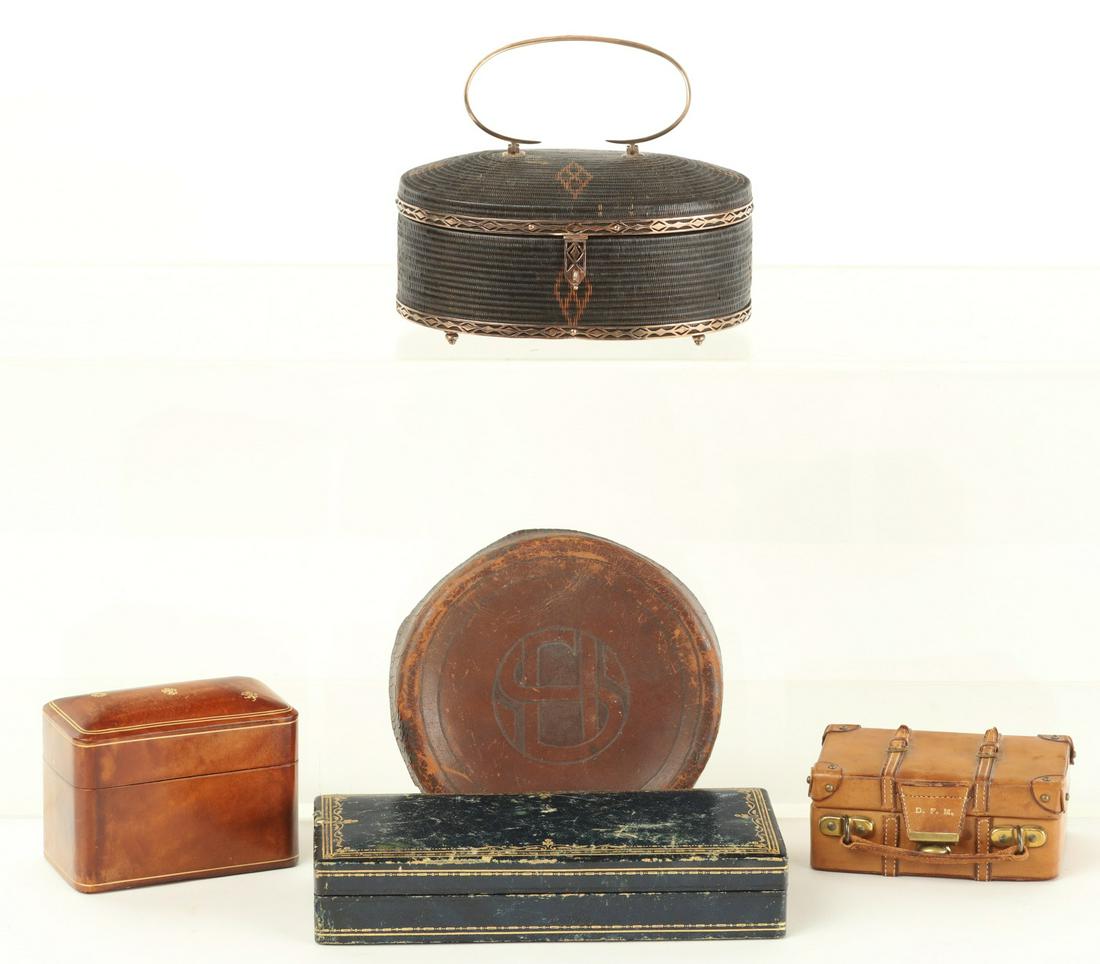 (4) LEATHER BOXES and WOVEN BLACK ELEPHANT EXAMPLE (1 of 18)