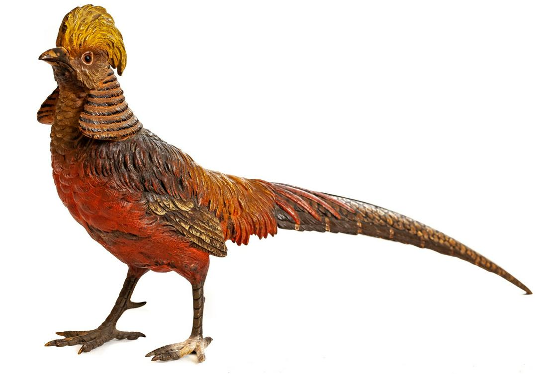 LARGE PAINTED VIENNA BRONZE PHEASANT (1 of 10)