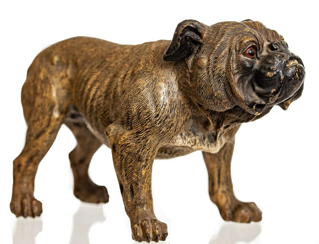 LARGE VIENNA COLD PAINTED BRONZE BULLDOG (1 of 6)