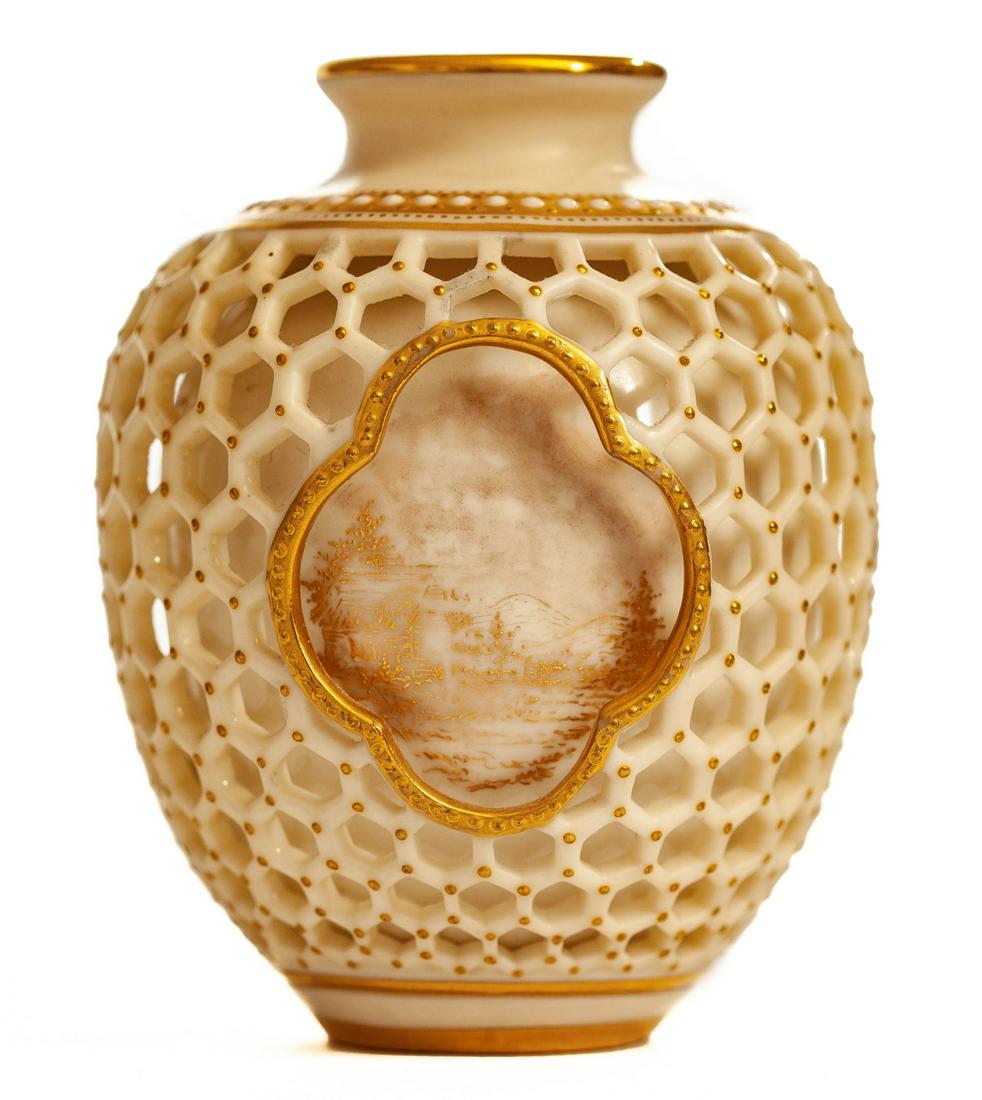 ROYAL WORCESTER DOUBLE-WALL RETICULATED VASE (1 of 12)