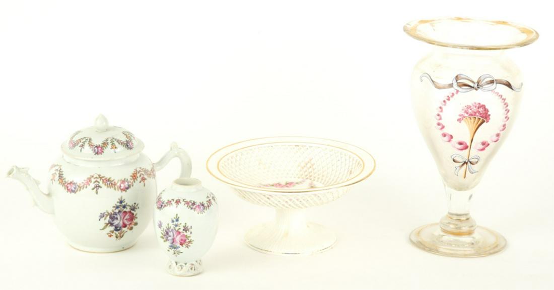 (3) PIECES OF PINK FLORAL PORCELAIN & A VASE (1 of 20)