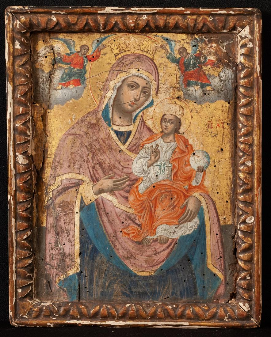 (18th c) GREEK ICON OF THE MADONNA and CHILD (1 of 9)