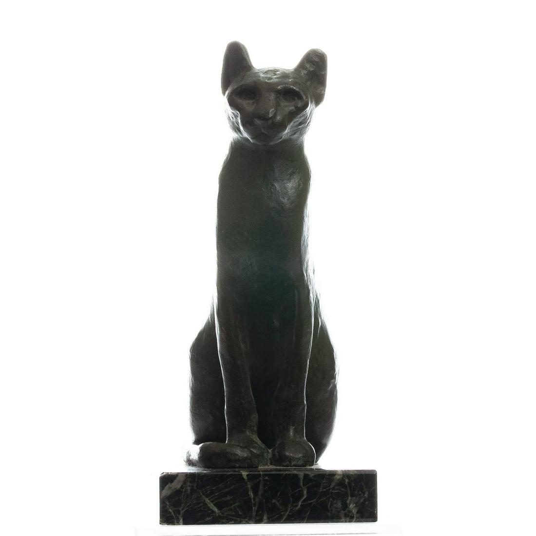 AFTER EGYPTIAN BASTET CAT 2100 BC: Stamped Musees Nationaux France. 7 1/4 inches Condition: Good Temp No 3120