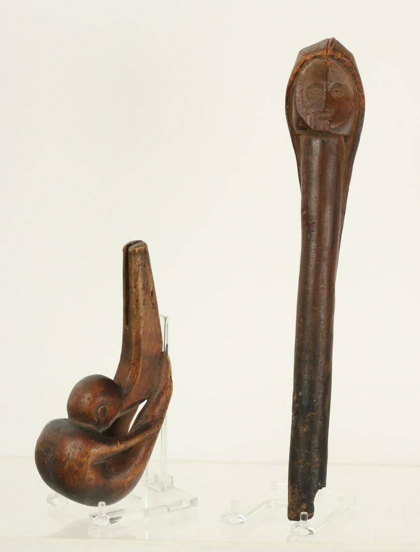 (2) HAND CARVED ANTHROPOMORPHIC HANDLES (1 of 15)