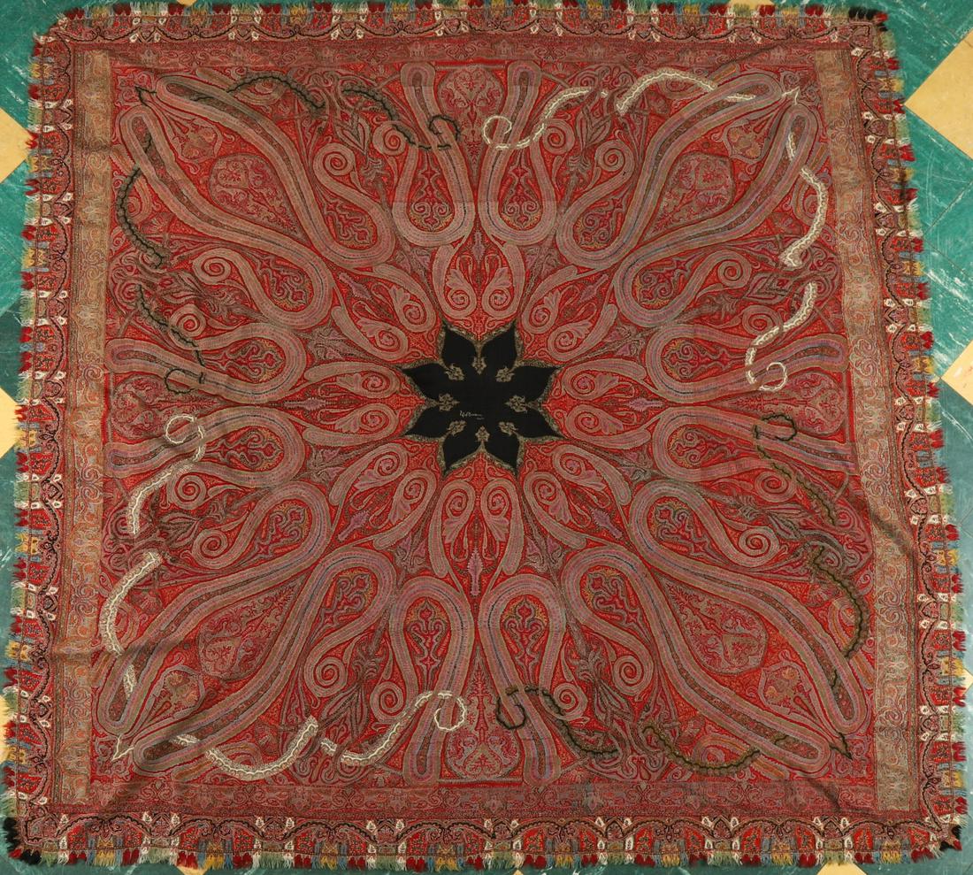 OVERSIZED ANTIQUE KERMAN KASHMIR SHAWL (1 of 9)