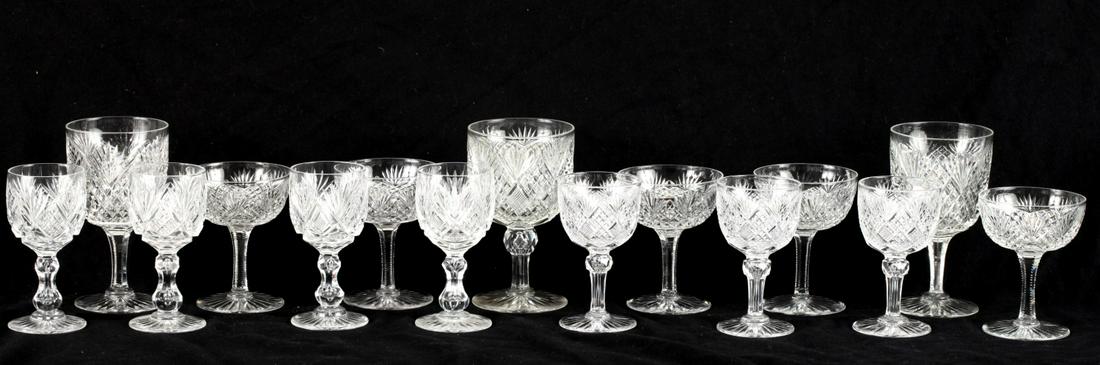 GROUP OF BRILLIANT CUT GLASS STEMWARE (1 of 15)