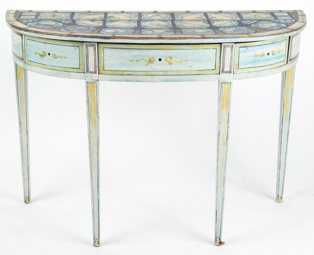 BLUE PAINTED DEMILUNE TABLE (1 of 15)