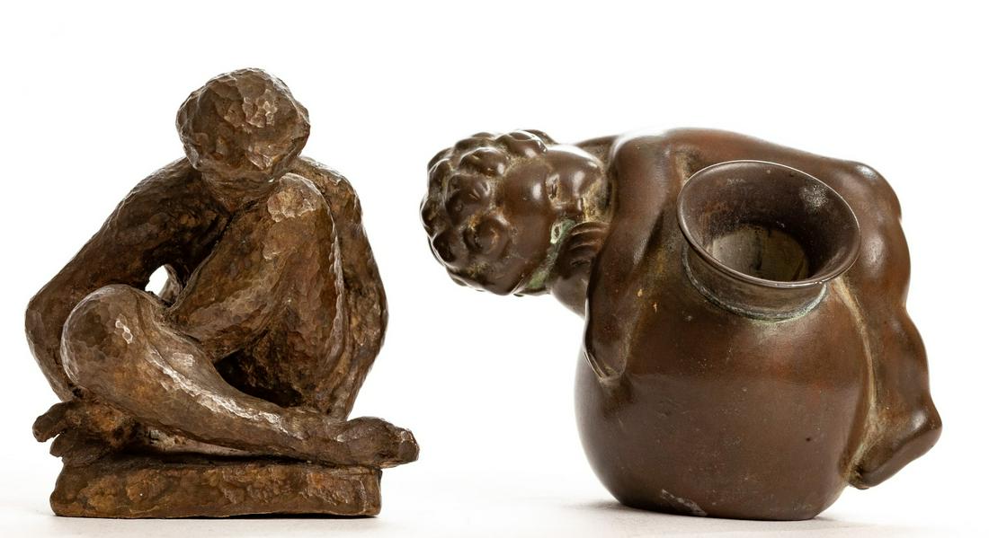 JUST ANDERSON BRONZE PEN STAND & BRONZE NUDE: 2 1/2 inches (and under) Condition: Good Temp No 3872-584