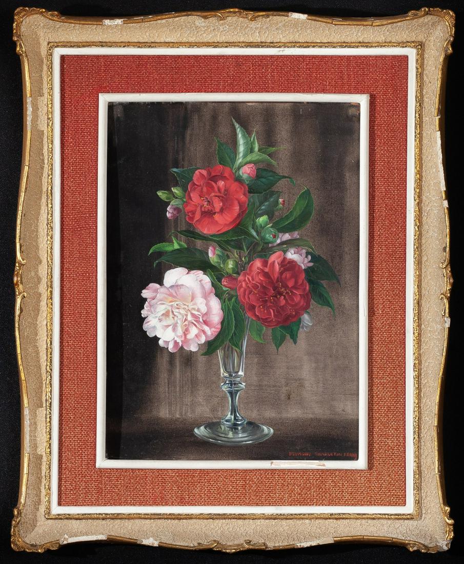 DESMOND KENNY (b. 1956): Still Life with Roses oil on paper laid to Masonite. signed lower right. 21 x 17 inches (overall)