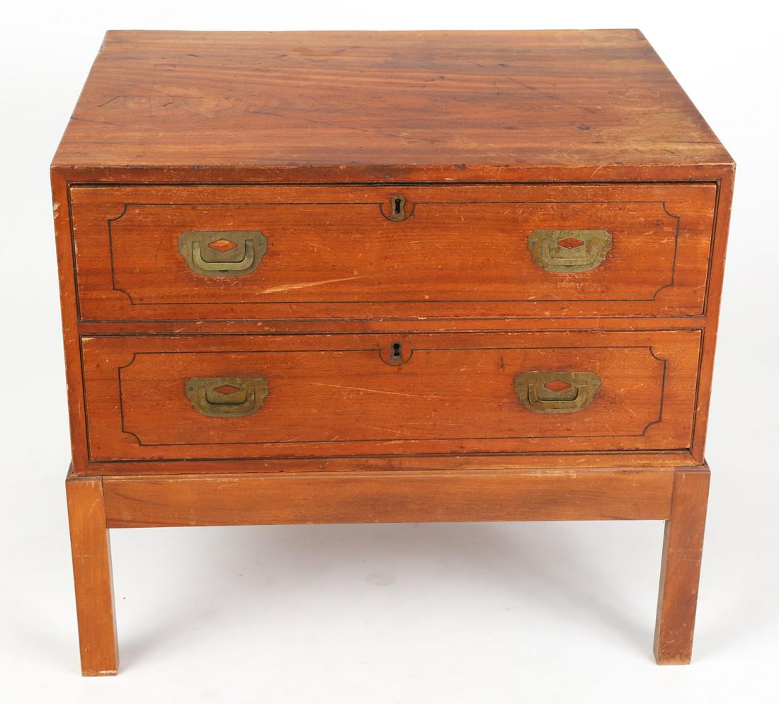 CHINESE EXPORT CAMPHOR WOOD CAMPAIGN CHEST w STAND (1 of 11)