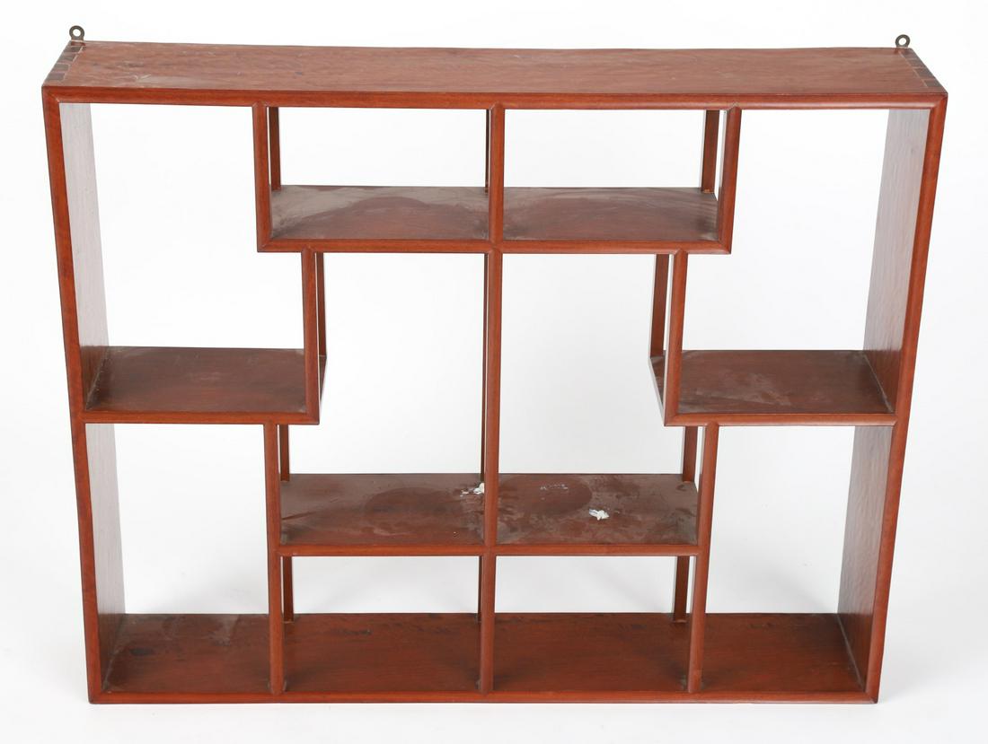 ASIAN QUARTER-SAWN MAHOGANY HANGING DISPLAY SHELF (1 of 10)